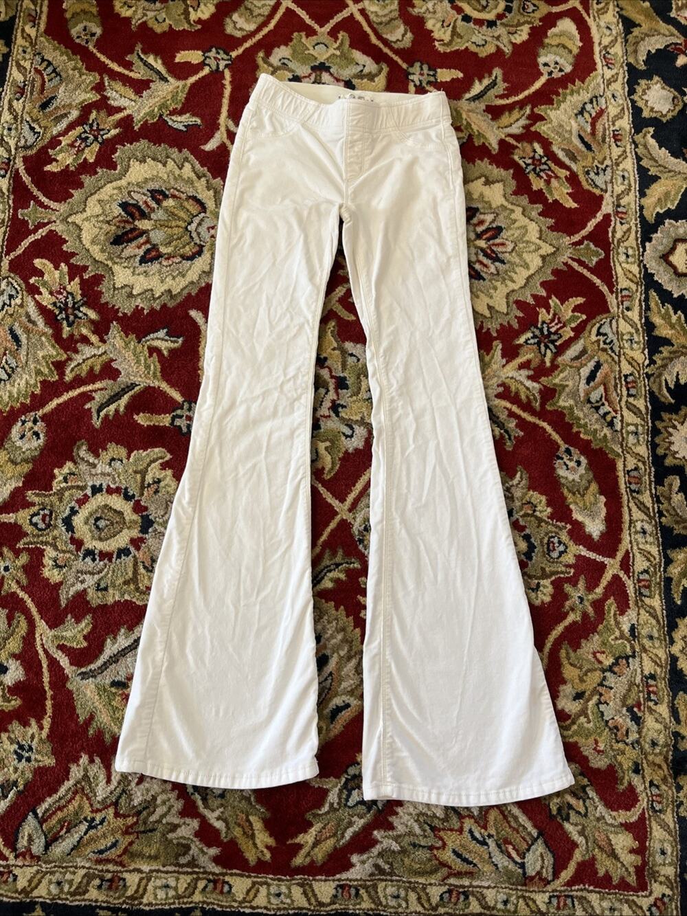 We The Free People 25 Just Float On Super Flare White Corduroy Pant Pull On XS